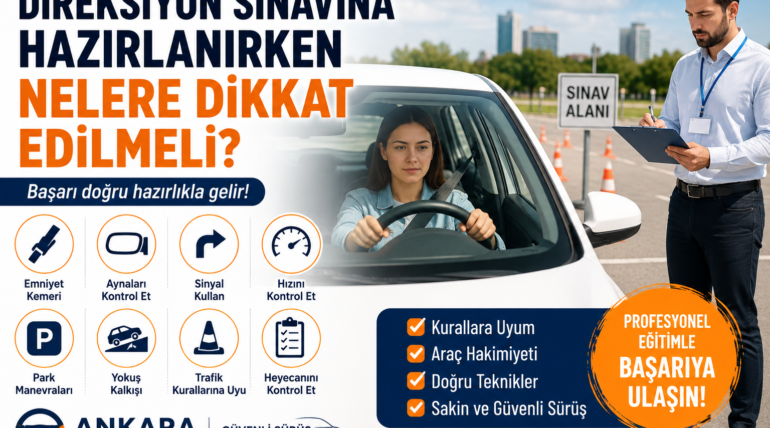 Direksiyon sınavına hazırlanan sürücü adayı ve eğitmen ile Ankara direksiyon sınavına hazırlık eğitimi