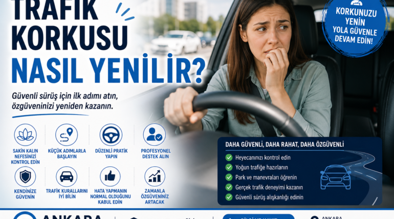 Trafik korkusu yaşayan sürücü adayı ve profesyonel direksiyon eğitimi ile güvenli sürüş eğitimi