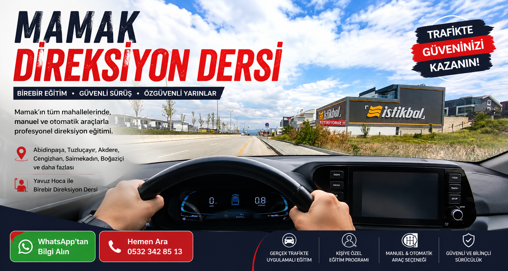 Yavuz Hoca ile Mamak'ta birebir direksiyon dersi alan sürücü adayı