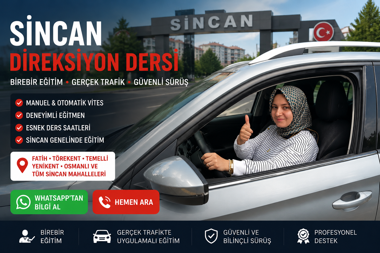 Yavuz Hoca ile Sincan'da birebir direksiyon dersi alan sürücü adayı