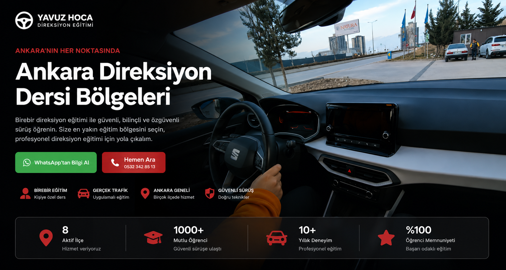 Ankara direksiyon dersi bölgeleri için Yavuz Hoca ile birebir direksiyon eğitimi