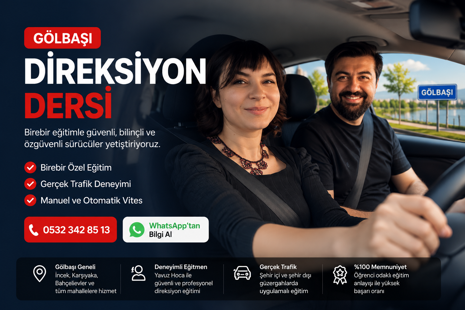 Yavuz Hoca ile Gölbaşı'nda birebir direksiyon dersi alan sürücü adayı