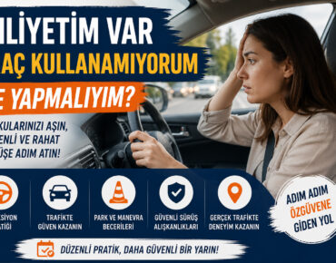 Ehliyetim var araç kullanamıyorum diyen sürücüler için direksiyon pratiği ve güvenli sürüş rehberi.